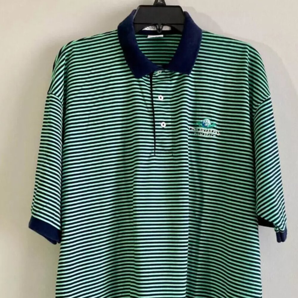Men's Short Sleeve Polo Shirt THE BREAKERS Palm Beach XL Striped Outer Banks